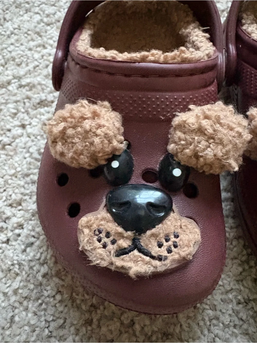 Crocs Faux Shearling Lined Bear Clog Toddler Size C6 Brown